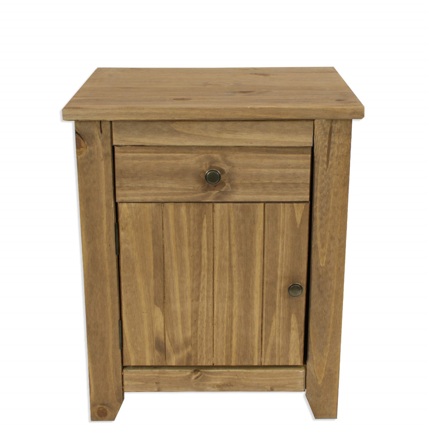 Read more about Solid pine bedside table with drawer and cupboard havana lpd